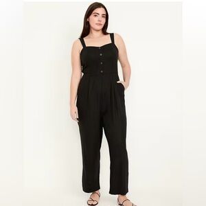 Button-Front Linen-Blend Cami Jumper